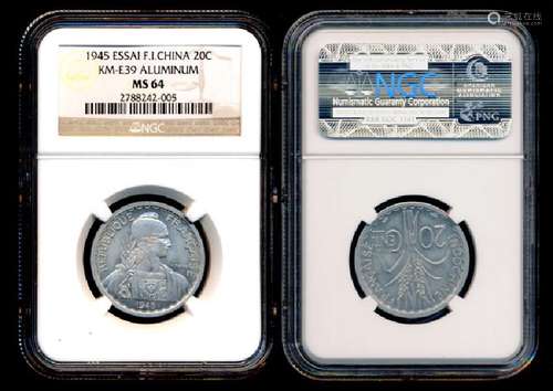 French Indo-China 20c 1945 Essai NGC MS64