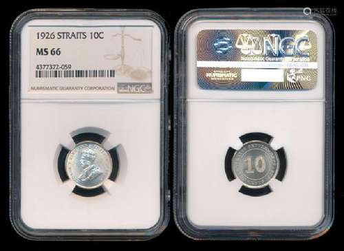 Straits Settlements KGV 10c 1926 NGC MS66