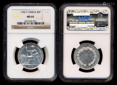 French Indo-China 50c 1936(a) NGC MS64