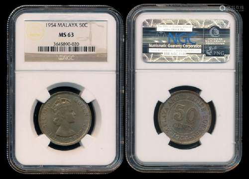 Malaya Br Borneo QEII 50c 1954 NGC MS63