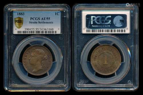 Straits Settlements QV 1c 1883 PCGS AU55