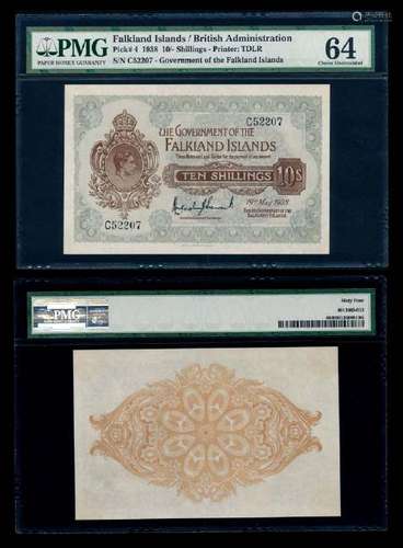 Falkland Islands 10 Shillings 1938 KGVI PMG