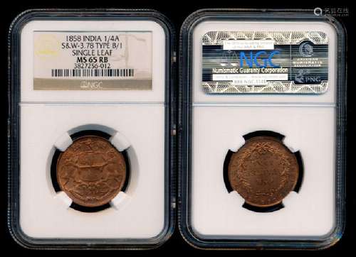 India British India EIC 1/4 Anna 1858 NGC