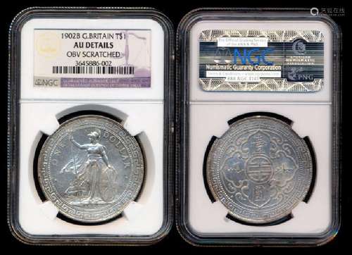 British Trade Dollars 1902B NGC AU Details