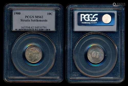 Straits Settlements QV 10c 1900 PCGS MS62