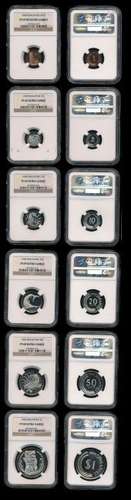 6 Singapore 1c-$1 1968 proofs NGC