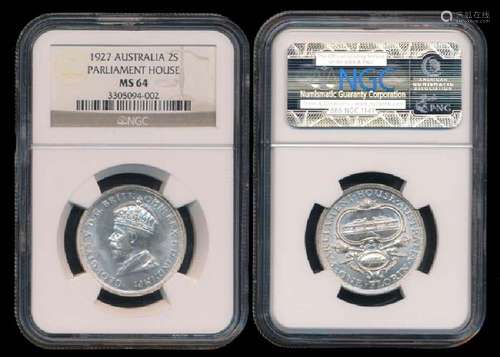 Australia KGV Florin 1927 NGC MS64