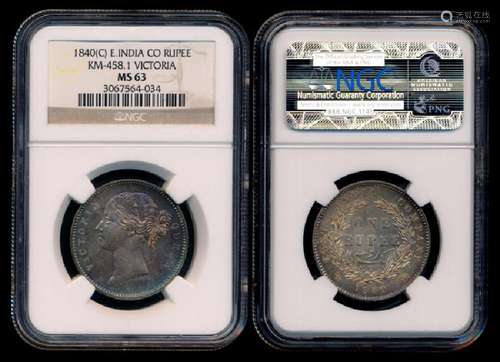 India British India EIC QV Rupee 1840(C) NGC