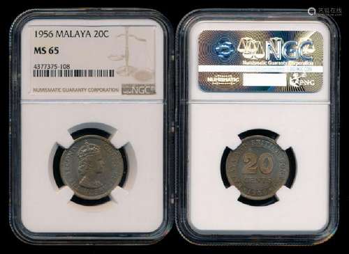 Malaya Br Borneo QEII 20c 1956 NGC MS65