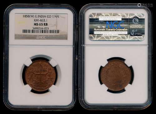 India British India EIC 1/4 Anna 1858(W) NGC