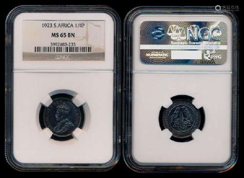 South Africa KGV 1/4 Penny 1923 NGC MS65BN