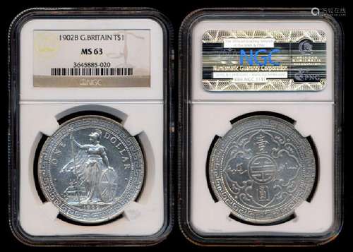 British Trade Dollars 1902B NGC MS63