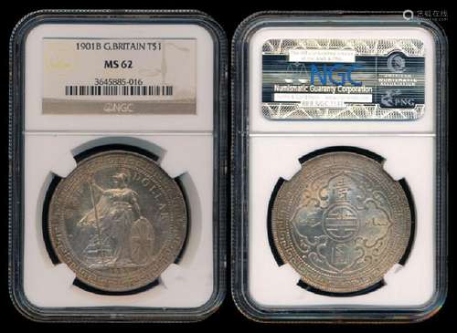 British Trade Dollars 1901B NGC MS62