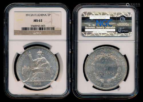 French Indo-China Piastre 1913A NGC MS62