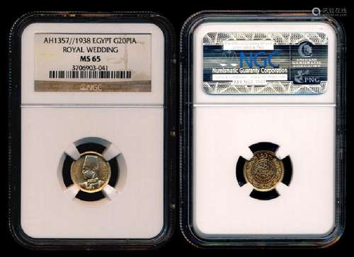 Egypt 20 Piastres AH1357//1938 NGC MS65