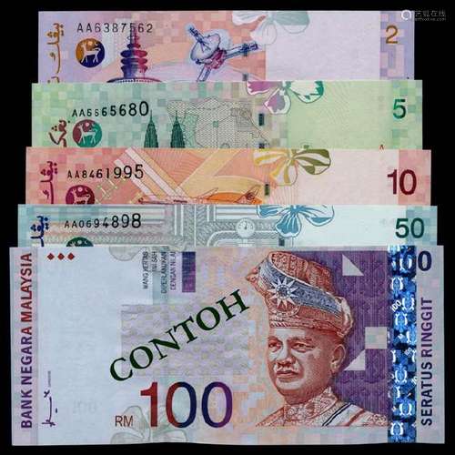 5 Malaysia RM2-RM100 1996-99 1st prefix