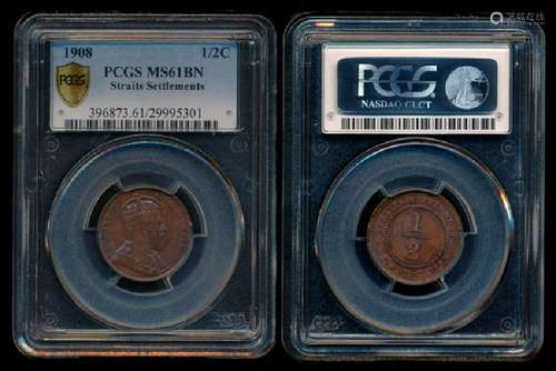 Straits Settlements KEVII 1/2c 1908 PCGS