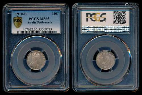 Straits Settlements KEVII 10c 1910B PCGS