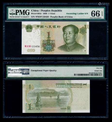 China Peoples Bank 1 Yuan 1999 PMG