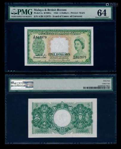 Malaya Br Borneo $5 1953 QEII PMG