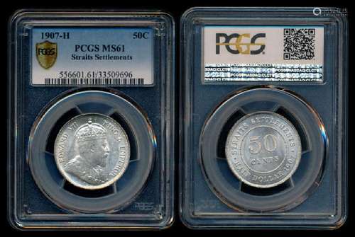 Straits Settlements KEVII 50c 1907H PCGS