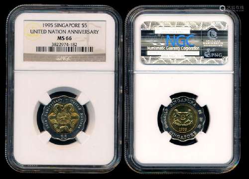 Singapore $5 1995 NGC MS66