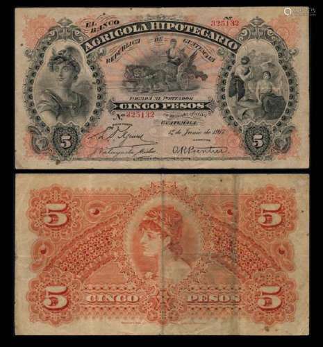 Guatemala 5 Pesos 1917 VF