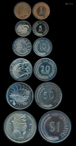 6 Singapore 1c-$1 1967 proofs