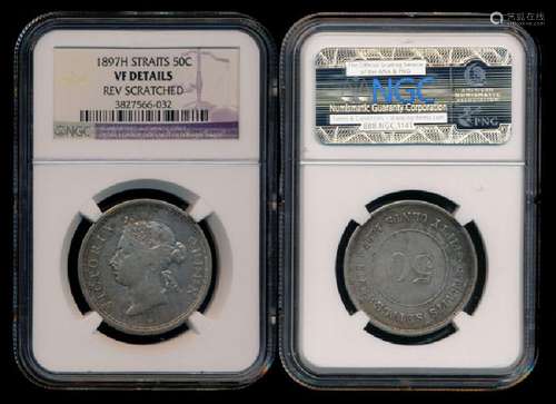 Straits Settlements QV 50c 1897H NGC