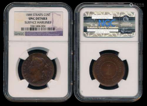 Straits Settlements QV 1c 1888 NGC