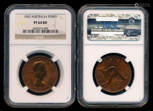 Australia QEII Penny 1962 proof NGC PF64RD