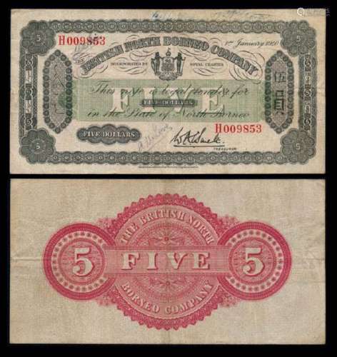 British North Borneo $5 1940 VF