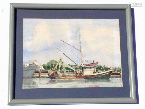 LARSEN - MASSACHUSETTS BOATS WATERCOLOR Larsen -