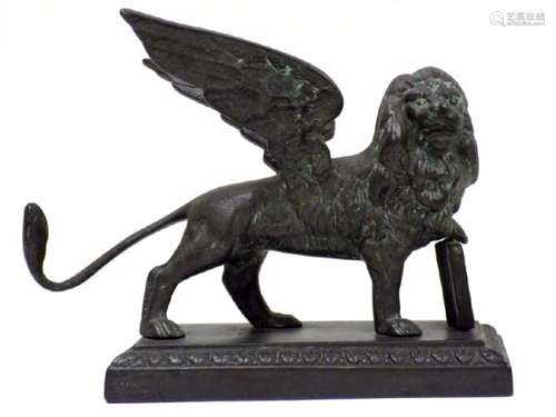 MYTHOLOGIC WINGED LION BRONZE SCULPTURE Antique