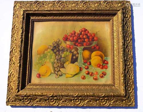 VICTORIAN FRAMED FRUIT LITHOGRAPH 19th Century