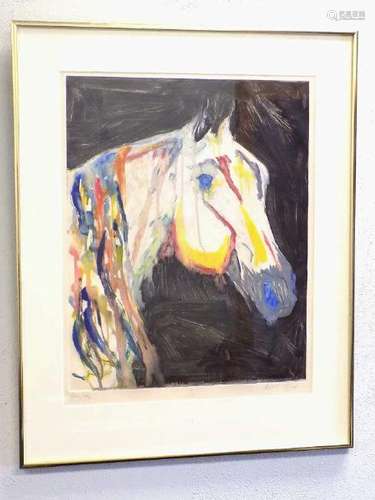 A.K. FOLZ - ABSTRACT HORSE AQUATINT ETCHING A.K. Folz -