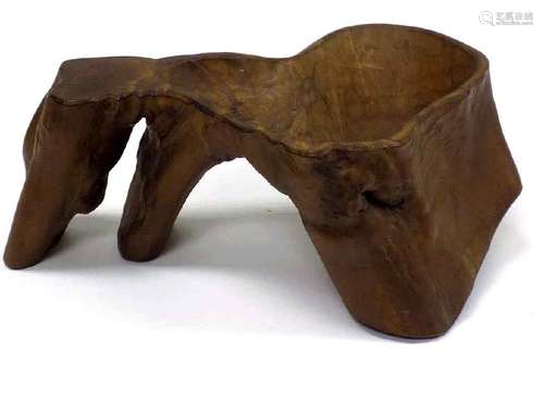 UNUSUAL MODERNIST ART SCULPTED TEAK BOWL Unusual