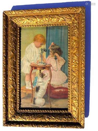 VICTORIAN FRAMED CHILDREN CHROMOLITHOGRAPH 19th Century