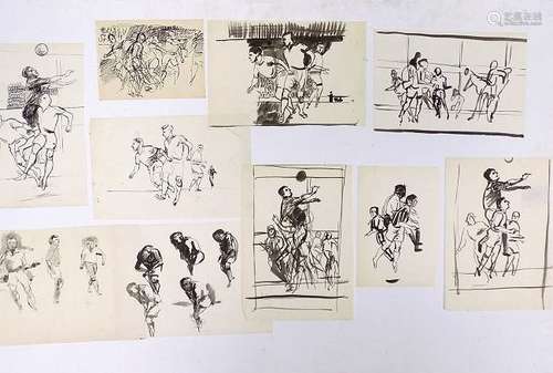 TOM MALLIN - ORIGINAL FOOTBALL DRAWINGS LOT