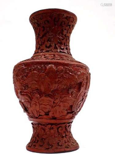 CHINESE CHING DYNASTY CINNABAR  VASE Chinese Ching