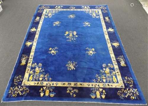 CHINESE NICHOLS FLORAL SILK ROOM SIZE RUG Early Chinese