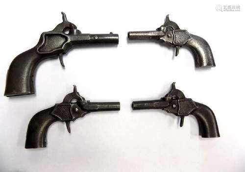 PENNY HALF BARREL CAST IRON CAP GUN PISTOLS Group of 4