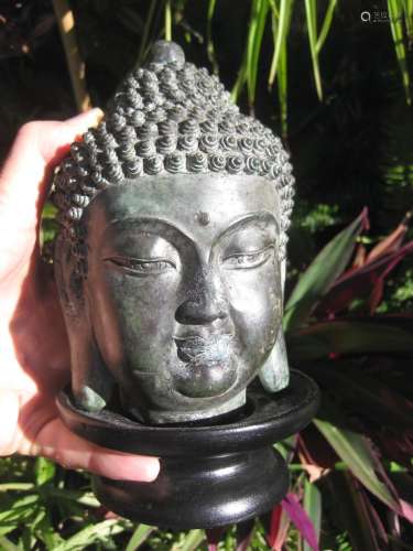 Chinese cast bronze Buddha head
