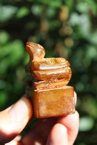 Chinese antique carved jade turtle seal