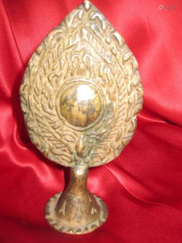 Newari altar bronze mirror,-right thought, Nepal