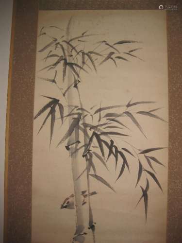 Japanese paper scroll Bamboo & sparrow