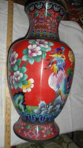 Chinese antique Cloisonne red Vase, Qing Dynasty?