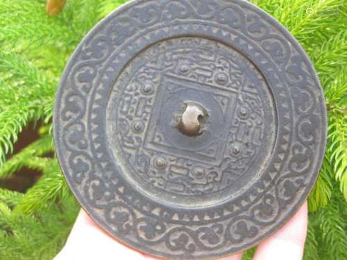 W Han dyn, Chinese Bronze TLV Mirror, 107mm