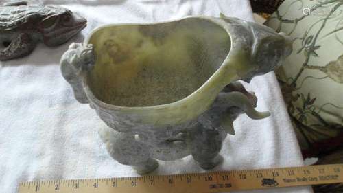 Certified Chinese Jade Wine Cup: Beast on Bull, Ming dynasty