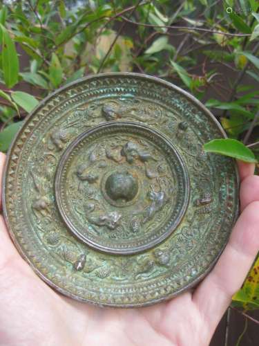 Sui - Early Tang, Chinese bronze mirror 4 suani,